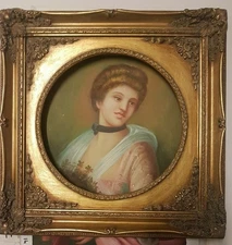 Hand Painted Oil Painting on Canvas Baroque Wooden Frame Gold Leaf 47x47cm