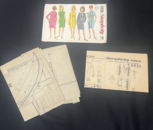 60s Simplicity 6920 Pattern Misses 14 Dress Shift Peter Pan Collar Retro Vtg - Picture 6 of 7