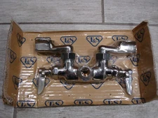 NEW T&S Brass Double Pantry Swivel Base Faucet, Wall Mount, B-0235-LN