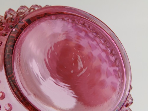 Vtg Fenton Art Glass Cranberry Pink Opalescent Hobnail Large Rose Bowl Vase - Picture 5 of 5