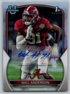 Will Anderson 2022 Bowman University Chrome 1st Bowman #52 Refractor /499 Auto