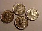 (4) pc. group 1940 Mercury Silver Dimes - all nice!