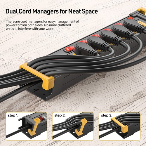 Independent Switch 6-Outlet Surge Protector Power Cord, 6FT Cord/15Amp/1875W - Picture 4 of 7