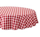 70" Round Checkered Tabletop Collection 100% Cotton, Machine Washable, Red
