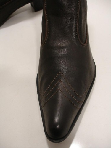 $764 Women's 8 38 Henry Beguelin Ankle Boots Brown Calf Spazzolato Leather Dress - Picture 2 of 13