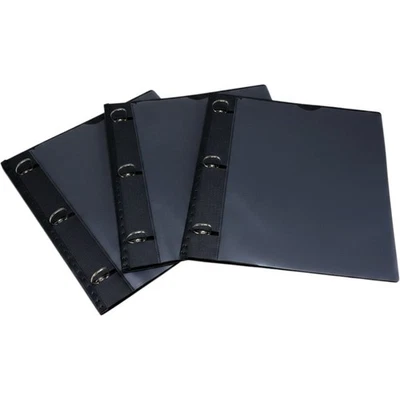 Black 1 inch 3 Ring Binder Set Flexible Plastic Office School Supplies 3 Pack - Image 1 of 3