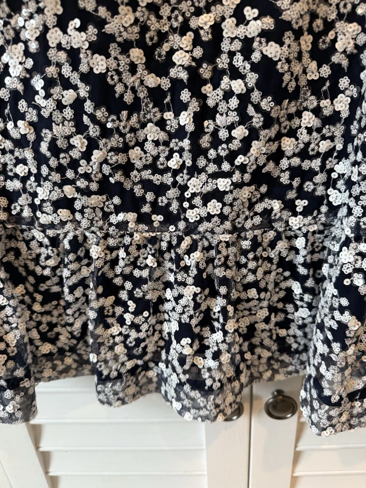 Vestido Michael Kors Floral Lentejuelas Volantes Dobladillo XL Cóctel Fiesta Boda Vacaciones Foto 3 de 4