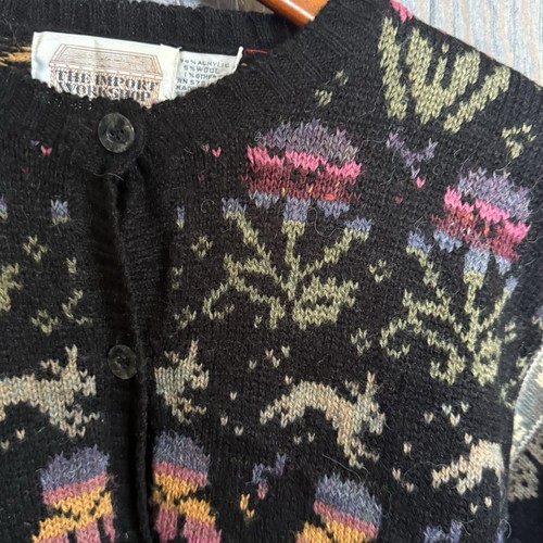 Vintage Swetaer Cardigan The Import Workshop Womens Size L Iris Floral Pattern - Picture 7 of 8