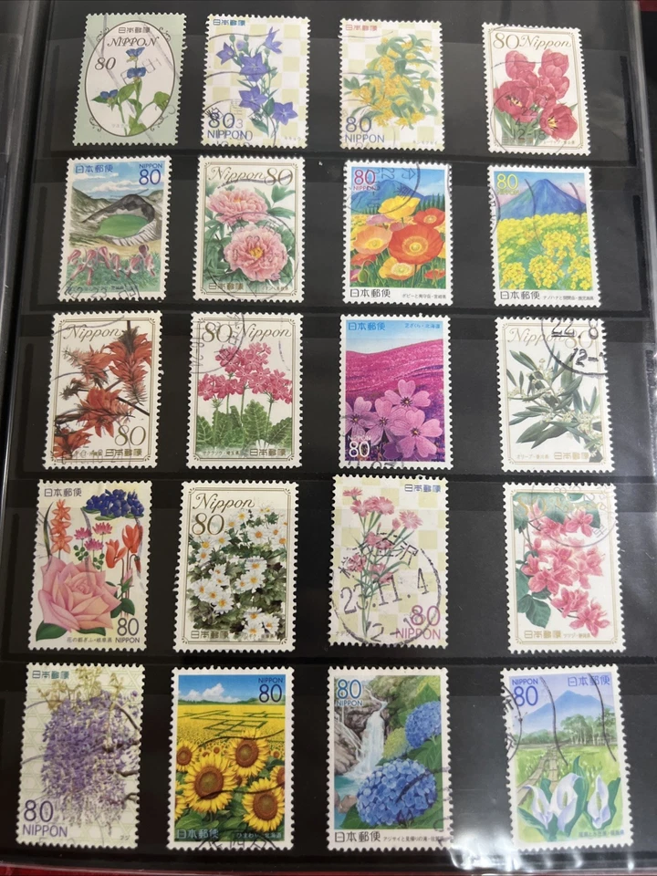 ENORME Lote 200+ Sellos Flores Japón Usados Postalmente Álbum Moderno Nipón #2 Foto 4 de 4