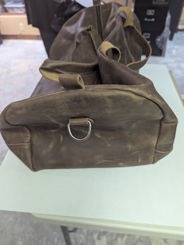 Stockyard X Hide & Drink Bourbon Brown Leather Duffle Bag 20 x 10 x 10 - Picture 4 of 12