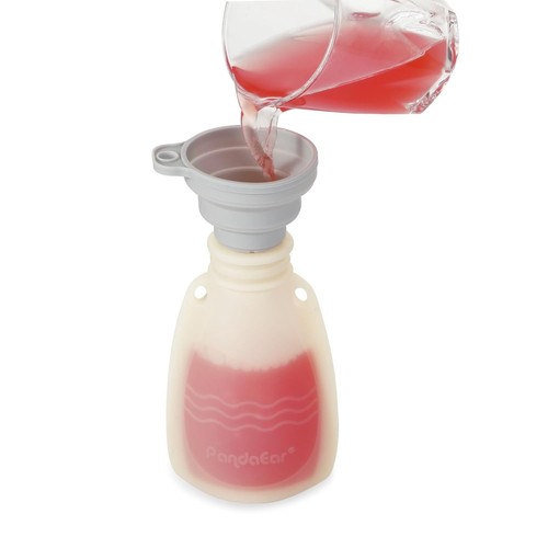 PandaEar Reusable Silicone Baby Food Pouches, 4 Pack Squeeze light blue  - Picture 4 of 6