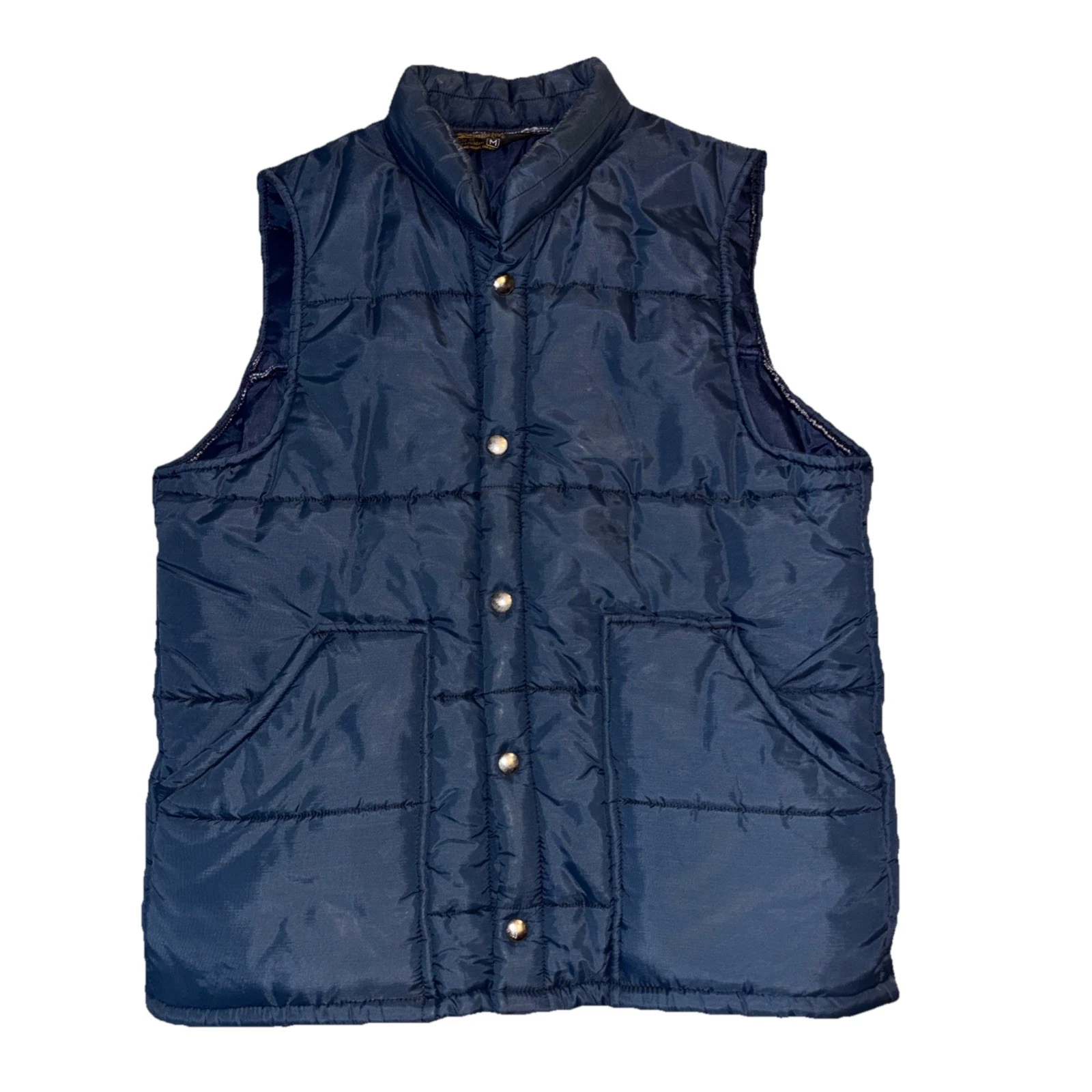 Vtg. Swingster Vest Puffer Navy Blue Sleeveless Snap Front Men's M Outdoor USA