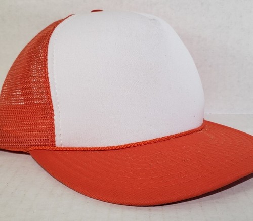 VTG 80s 90s Orange & White Mesh Trucker Snapback Snapback Hat Cap Foam Front - Picture 6 of 10