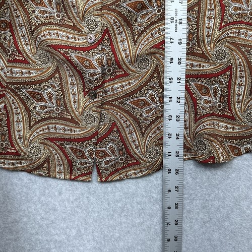 Talbots Silk Top Red Brown Paisley Print Blouse Plus 14W Elegant Career Party - Picture 7 of 11