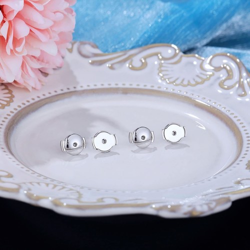 14K White Gold Locking Earring Backs Replacements for Diamond Studs, 2 Pairs ... - Bild 6 von 6