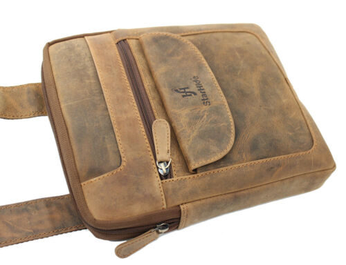 Starhide Herren Damen Distressed Hunter braun Leder Umhängetasche/Reisetasche 505 - Bild 7 von 11