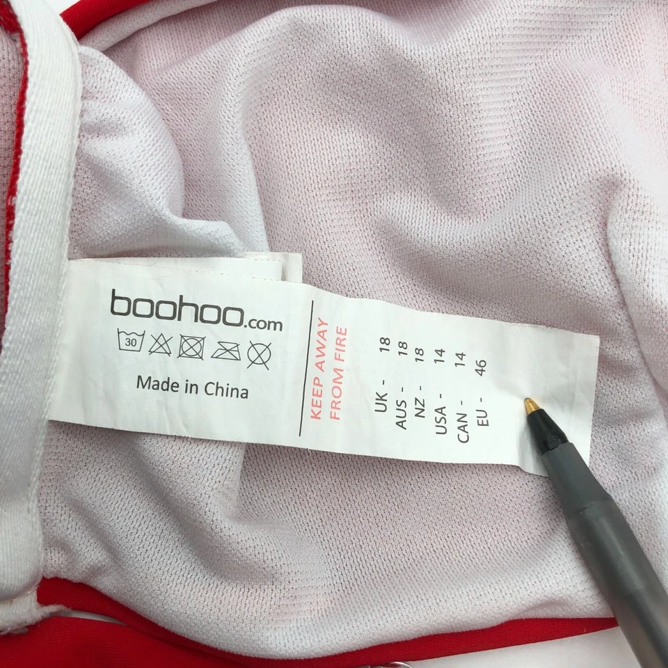 Boohoo Bikini Top Halter Tie Front Red 14 - Image 3 of 3