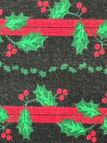 Winter Holiday Black Holly Berry Vine Stripe Allover Print Cotton Fabric Remnant - Picture 6 of 7