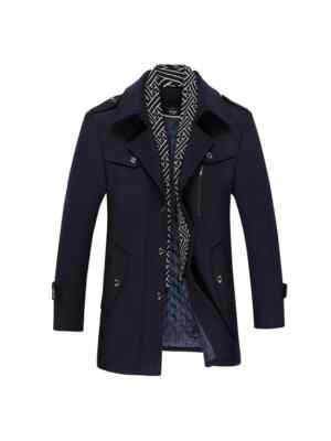 Kurzmantel Jacke Elegant Mode Herren Slim Navy Blau Knöpfe 70719