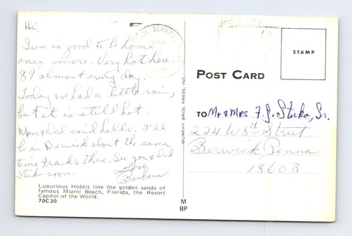 Aerial View Miami Beach Florida Coastline Vintage Postcard AF427 - Picture 2 of 2