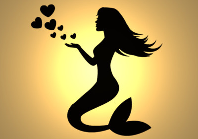Vintage Shabby Chic Stencil Mermaid with Hearts A4 297x210mm for Furniture Wall Art