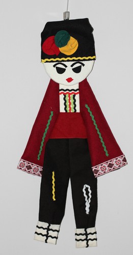 Hand made Bulgarian traditional folk costume wool doll wall decoration - Picture 2 of 7