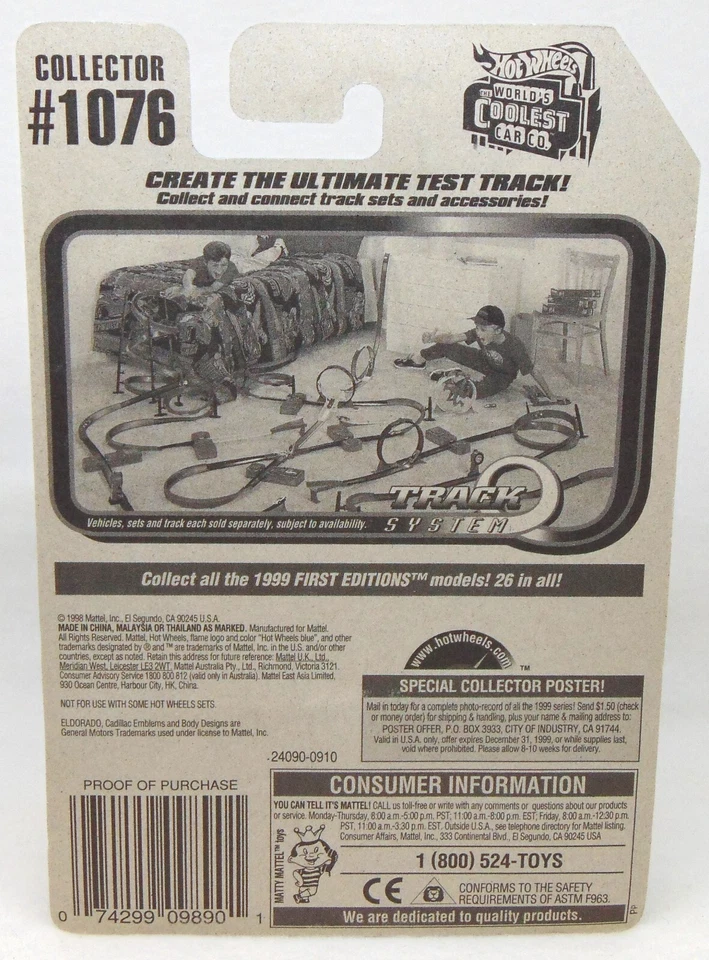 Cadillac Eldorado 1959 Hot Wheels primeras ediciones #1076 nuevo en paquete Foto 2 de 4