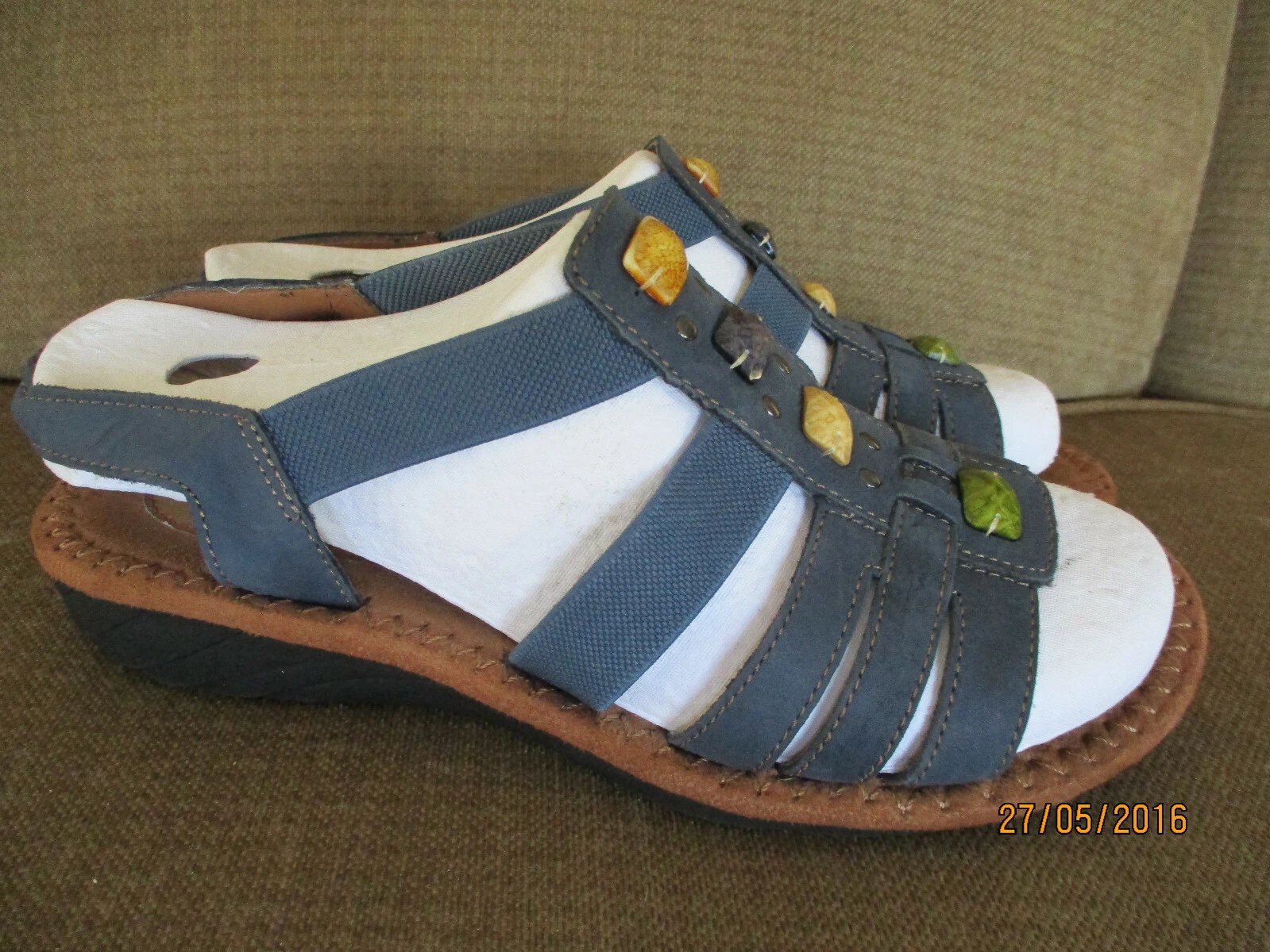 Sandali in pelle blu Cobb Hill by New Balance da donna taglia 9 1 2M CAY03NV ~ BELLI