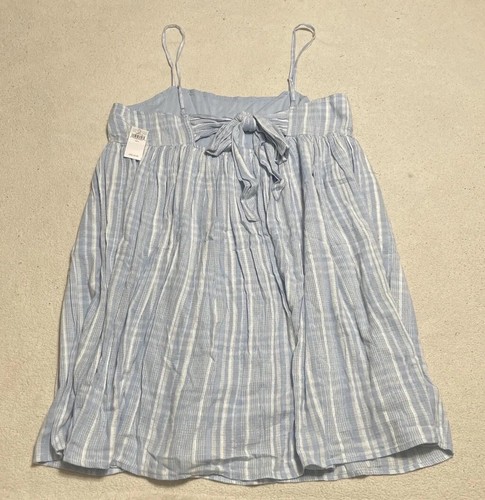 American Eagle Top Women's Large Blue Plaid Lined Sleeveless Halter Tunic Blouse - Picture 2 of 9
