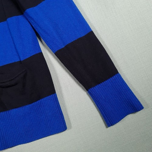 Abercrombie & Fitch Cardigan Womens Medium Blue Black Stripe Open Collared Knit - Picture 8 of 19