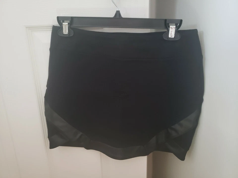 Mujer Talla S, Arden B Negro Ponte Punto Mini Falda Imitación Cuero Rayas, Elástica Foto 3 de 4