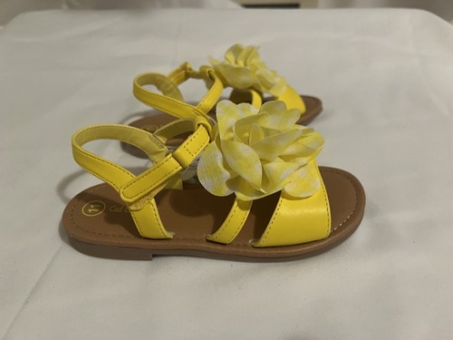 CAT AND JACK YELLOW FLOWER SANDAL LITTLE GIRLS SHOES SIZE 11 NEW - Picture 8 of 13