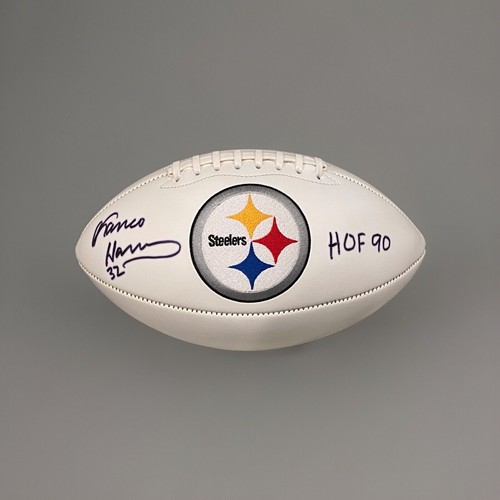 Franco Harris Pittsburgh Steelers HOF 90 Signed White Panel Football Beckett - Picture 3 of 8