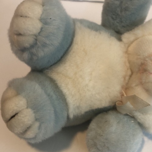 VINTAGE-10” 1982 AMC Blue /white Bunny Rabbit With how Bow Plush - Picture 9 of 10