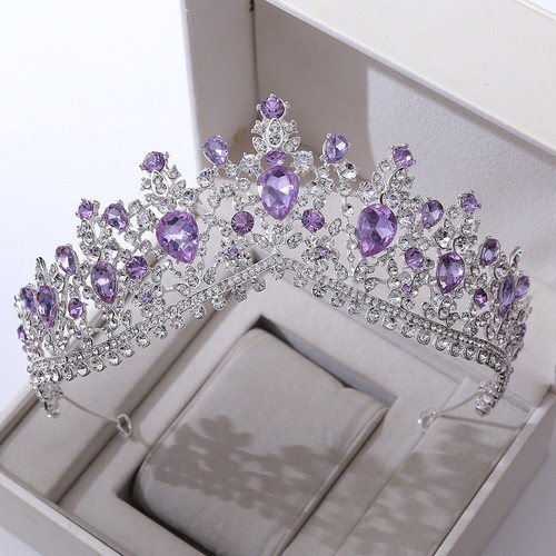 Light Purple Crystal Queen Princess Wedding Tiara Crown 11 Styles For Women - Picture 15 of 34