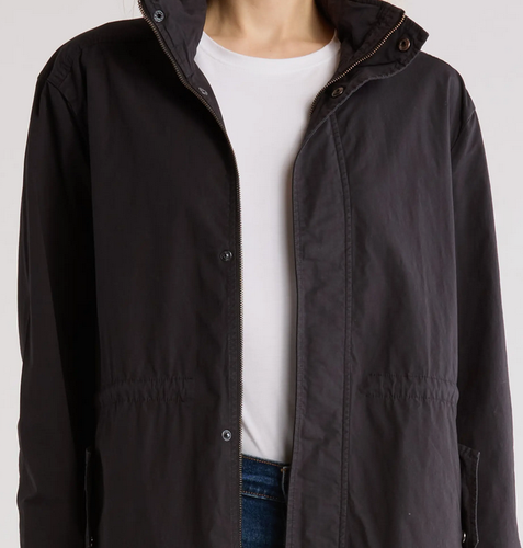 Cappotto James Perse leggero misto cotone nero 1/S nuovo con etichetta $550 - Foto 4 di 5