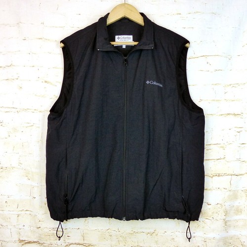 Columbia Ripstop Vest Mens L Black Full Zip Nylon Outdoor Hiking Techwear VTG - 第 4/14 張圖片