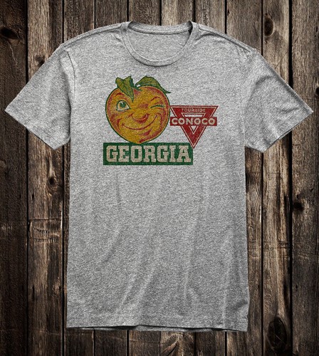Retro Travel Tee T Shirt Souvenir Georgia State Peach Conoco Oil - Picture 4 of 9