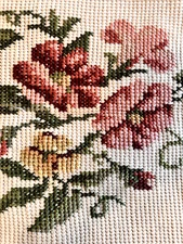 Vintage Hand-Crocheted Needlepoint Afghan by Lela Sumsion Granny Core Flower des