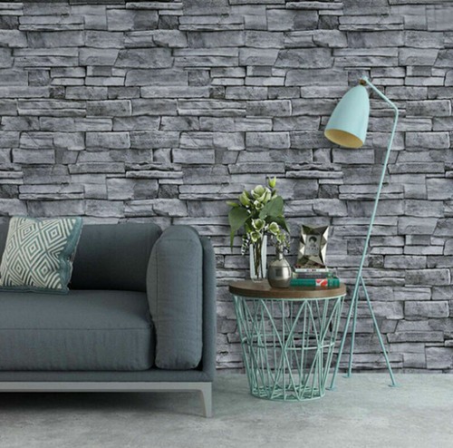 Gray Stone Wallpaper 3D Brick Self Adhesive Peel and Stick Contact Paper L# - Picture 3 of 6