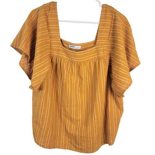 Sonoma Bohemian Stripe Shirt Women Large Gold Top Boho Summer Fall New With Tags - Picture 8 of 13