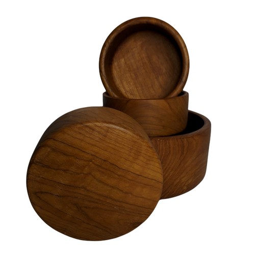 Teakholz Salatschüsseln 5 Stück Set Vintage - Bild 4 von 8