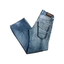 TAKUMI Jeans By Teland Hip Hop Style Blue Denim Boot Cut Distressed 29 X 30 Mens