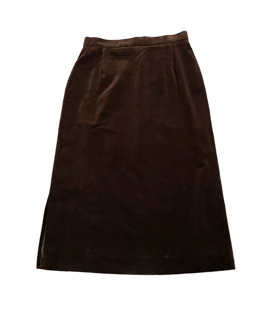 CHARLOTTE FORD Womens Size 12 Vintage Brown Cotton Velvet Side Slit Skirt eBay