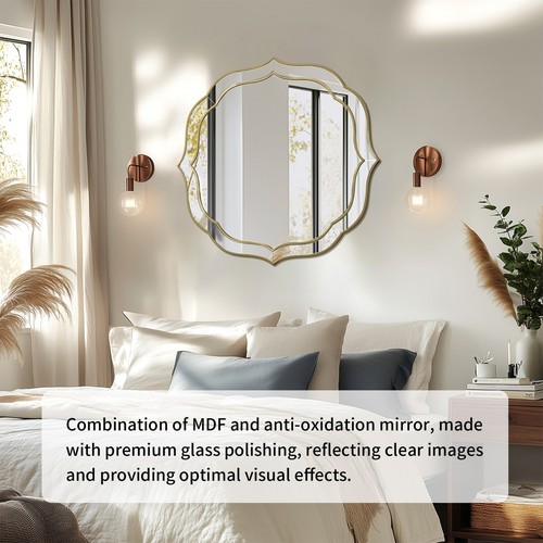 WISFOR Large Irregular Gold Mirror Modern Decorative Wall Mirror Above Fireplace - Picture 11 of 11