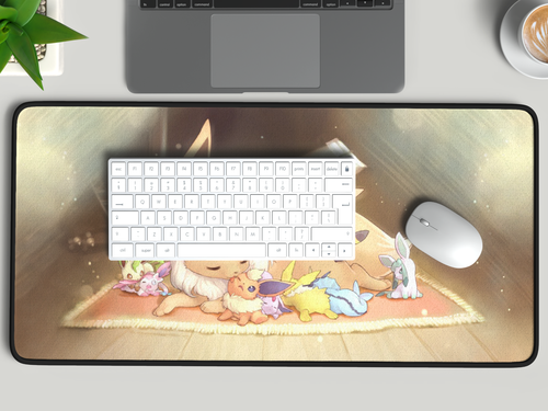 Eevee Evolution Pokemon Playmat Mousepad Stitched Deskmat for TCG Fans - Picture 3 of 7