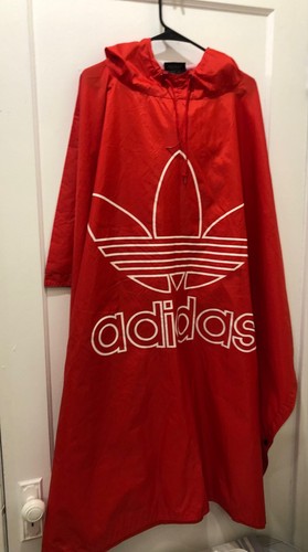 Adidas Rain Poncho RED Medium nylon rain coat jacket pullover RARE - Picture 2 of 5