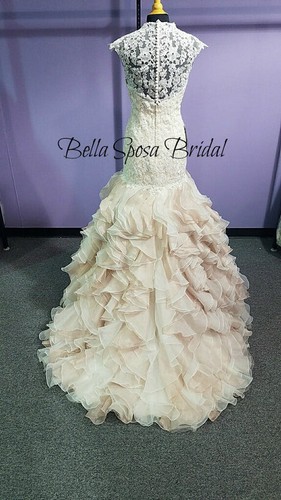 Mon Cheri Tutera 10 Ivory Blush Ruffles Lace Wedding Dress Fairytale 114276 - Picture 6 of 6