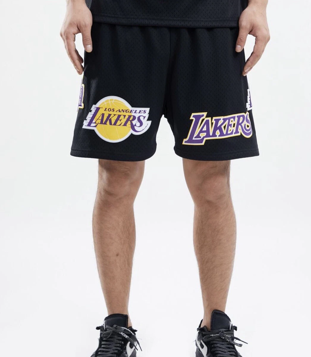 PRO STANDARD LOS ANGELES LAKERS BLACK LOGO MESH SHORTS 6 Inch Shorts