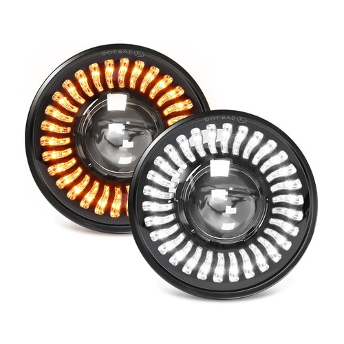 Pair 7"inch Round LED Headlights Start up DRL For Ford F-100 F-250 F-350 Pickup - Foto 7 di 9